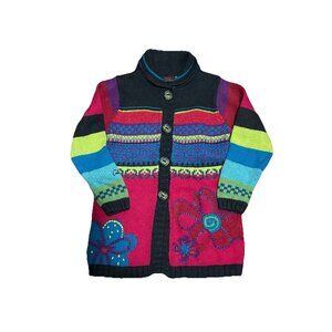 Catamini Girls Floral Embroidered Cardigan Sweater Gilet Sz 7 France